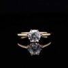Omnia Lina Golden Solitaire Ring in 92.5 Silver with High-Quality Simulated Diamonds and Sleek Minimalist Design
