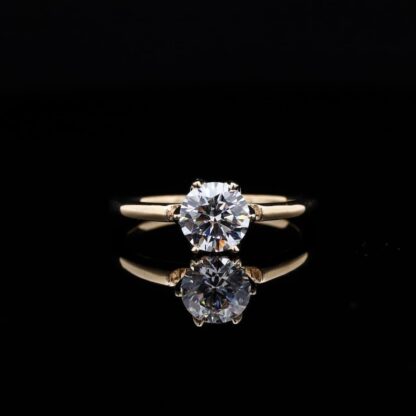 Omnia Lina Golden Solitaire Ring in 92.5 Silver with High-Quality Simulated Diamonds and Sleek Minimalist Design - Image 2
