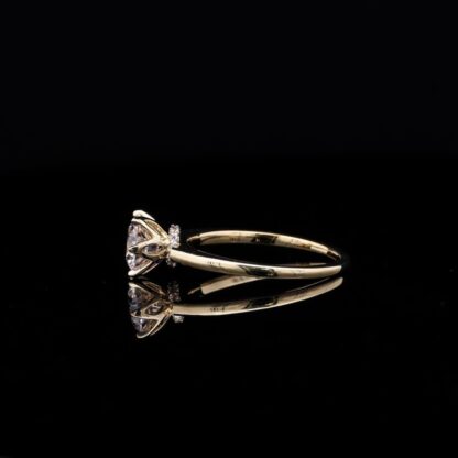 Omnia Lina Golden Solitaire Ring in 92.5 Silver with High-Quality Simulated Diamonds and Sleek Minimalist Design - Image 5
