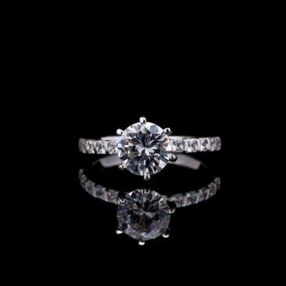 Omnia Sara Princess Cut Solitaire Ring in 92.5 Silver with High-Quality Simulated Diamonds