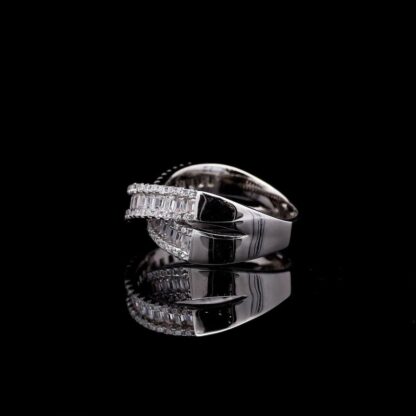 Omnia Dana Silver Criss-Cross Ring in 92.5 Silver with High-Quality Simulated Diamonds - Image 4