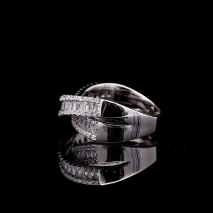 Omnia Dana Silver Criss-Cross Ring in 92.5 Silver with High-Quality Simulated Diamonds - Image 3