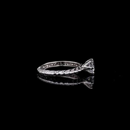 Omnia Farah Solitaire Engagement Ring in 92.5 Silver with High-Quality Simulated Diamonds and Intricate Band Design - Image 2