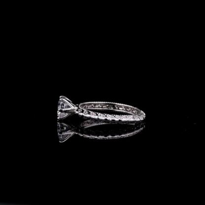 Omnia Farah Solitaire Engagement Ring in 92.5 Silver with High-Quality Simulated Diamonds and Intricate Band Design - Image 5