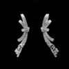 Omnia Celeste Bow Design Earrings in 92.5 Silver with High-Quality Simulated Diamonds and Elegant Dangling Accents - Image 2