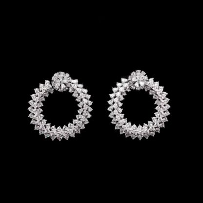 Omnia Halo Hoop Earrings with High-Quality Simulated Diamonds in 92.5 Silver