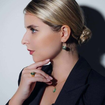 Omnia Afiya Set in High Quality malachite Stone Tarnish Resistant Plating - Image 4