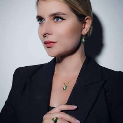 Omnia Afiya Set in High Quality malachite Stone Tarnish Resistant Plating - Image 3