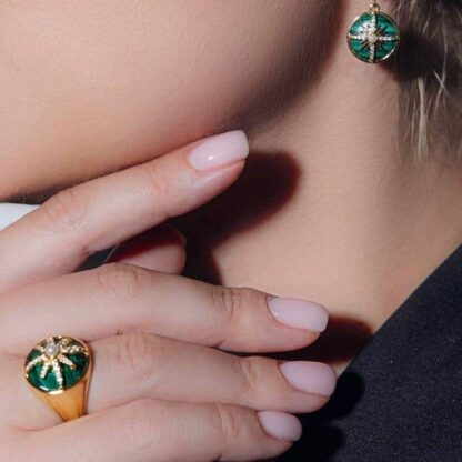 Omnia Afiya Set in High Quality malachite Stone Tarnish Resistant Plating - Image 2