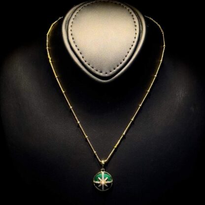 Omnia Afiya Necklace in Malachite Stone in High Quality Zircon Stone in Rhodium Plated - Image 3