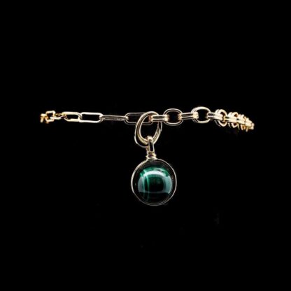 Omnia Nashita Bracelet in Malachite Stone in High Quality Zircon Stone in Rhodium Plated - Image 2
