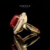 Omnia Ayesha Ring in Brass Gold Plated with White Shell & Red Agate - Image 2