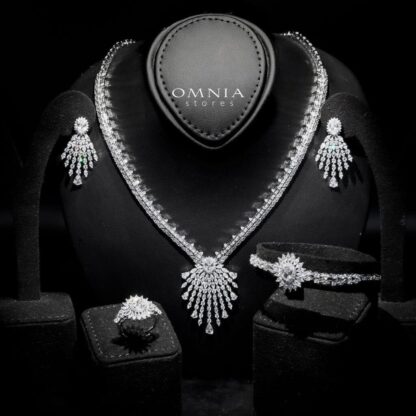 Omnia Asmaa Pure White Bridal Full Zircon Set