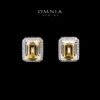 Omnia Adara Yellow Emerald-Cut Earrings in 925 Sterling Silver with High-Quality Simulated Diamonds
