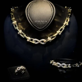 Omnia Infinity Chains Bridal Full Set with High-Quality Simulated Diamonds Gold Plated