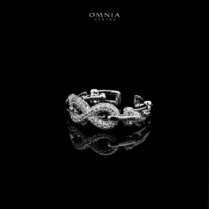 Omnia Infinity Chains Bridal Full Set with High-Quality Simulated Diamonds Rhodium Plated - Image 3