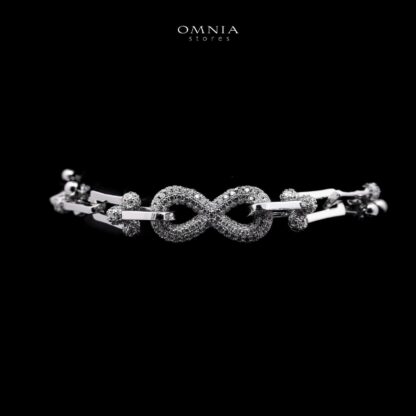 Omnia Infinity Chains Bridal Full Set with High-Quality Simulated Diamonds Rhodium Plated - Image 4