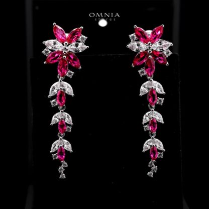 Omnia Abla Maroon Bridal Set in 925 Silver with Marquise and Pear-Cut High-Quality Simulated Diamonds - Image 5