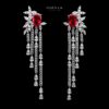 Omnia Abir Maroon Bridal Necklace & Earrings Set in 925 Silver with Pear and Marquise-Cut High-Quality Simulated Diamonds - Image 4