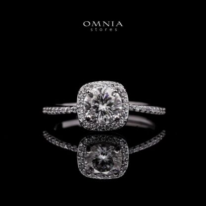 Omnia Samira White Ring 92.5 Silver in High Quality Moissanite Stones