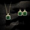 Omnia Gabriela Gold and Green Set in 92.5 Silver with High-Quality Ice Cut Stones