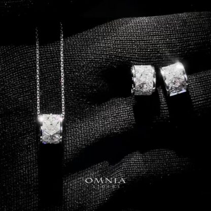 Omnia Celeste White Set in 92.5 Silver with High-Quality Zircon Stones