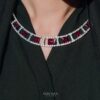 Omnia Alessandra Red Necklace in 925 Silver with Emerald-Cut High-Quality Simulated Diamonds - Image 2