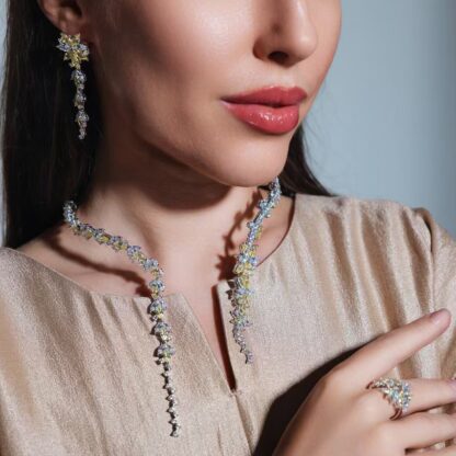 Omnia Abla Yellow Bridal Set in 925 Silver with Marquise and Pear-Cut High-Quality Simulated Diamonds - Image 2