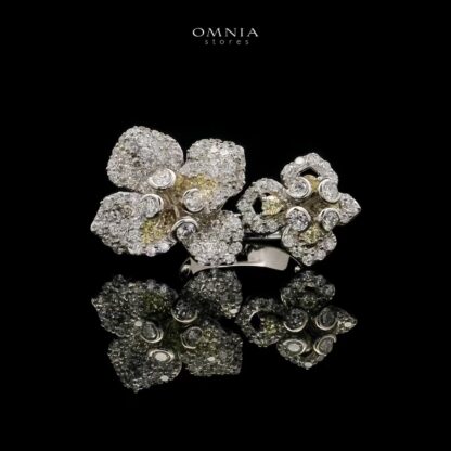 Omnia Ahlam Floral Ring 92.5 Silver High Quality Simulated diamonds
