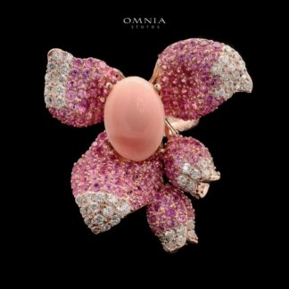 Omnia Amal Floral Ring in 92.5 Silver with High Quality Simulated Diamonds
