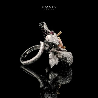 Omnia Ambreen Floral Ring in 92.5 Silver with High Quality Simulated Diamonds - Image 3
