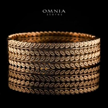 Omnia Anah Gold-Plated Copper Bangle with High-Quality Simulated Diamonds