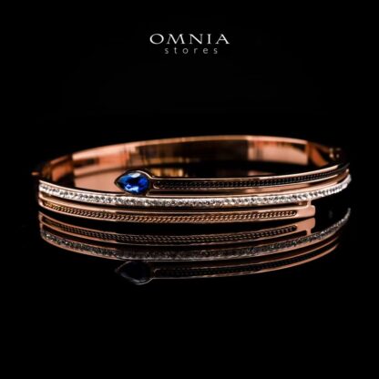 Omnia Anwaar Gold-Plated Copper Bangle with High-Quality Simulated Diamonds