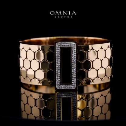 Omnia Arwa Gold-Plated Copper Bangle with High-Quality Simulated Diamonds