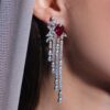Omnia Abir Maroon Bridal Necklace & Earrings Set in 925 Silver with Pear and Marquise-Cut High-Quality Simulated Diamonds - Image 5