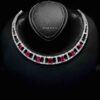 Omnia Alessandra Red Necklace in 925 Silver with Emerald-Cut High-Quality Simulated Diamonds