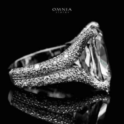 Omnia Diya white Ring 92.5 Silver in High Quality Simulated Diamonds - Image 3