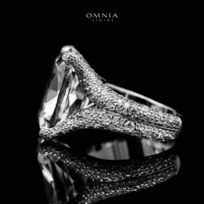 Omnia Diya white Ring 92.5 Silver in High Quality Simulated Diamonds - Image 2