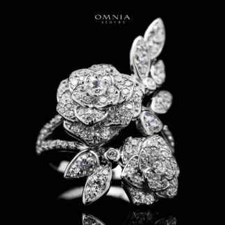 Omnia Sofia Rose Ring in 925 Silver with High Quality Simulated Diamonds