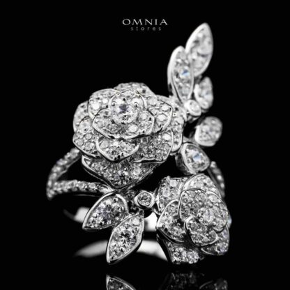 Omnia Sofia Rose Ring in 925 Silver with High Quality Simulated Diamonds