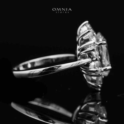 Omnia Harper Floral Ring In 92.5 Silver with High Quality Simulated Diamonds - Image 3