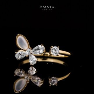 Omnia Ivy Butterfly Ring in 92.5 Silver with High Quality Zircon Stones