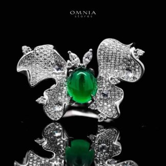 Omnia Dana Butterfly Ring in 92.5 Silver High Quality Simulated Diamonds