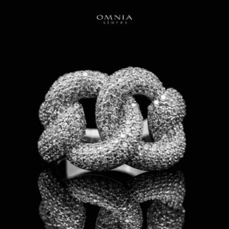 Omnia Amina Bold Chain White Ring in High Quality Copper Rhodium Plated