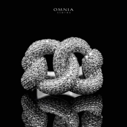 Omnia Amina Bold Chain White Ring in High Quality Copper Rhodium Plated