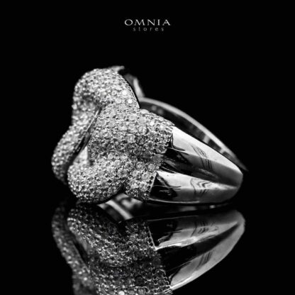 Omnia Amina Bold Chain White Ring in High Quality Copper Rhodium Plated - Image 2