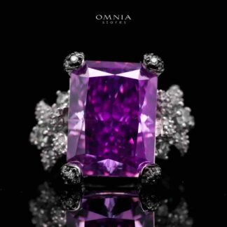 Omnia Riham Ring in 92.5 Silver High Quality Simulated Diamonds