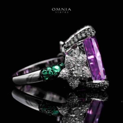 Omnia Riham Ring in 92.5 Silver High Quality Simulated Diamonds - Image 3