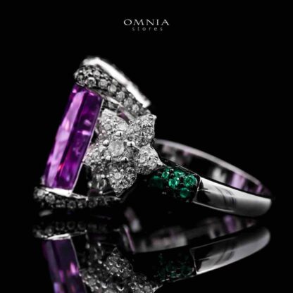 Omnia Riham Ring in 92.5 Silver High Quality Simulated Diamonds - Image 2