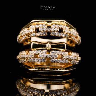 Omnia Sarah Elegant Gold Chain Ring in High Quality Copper Rhodium Plated